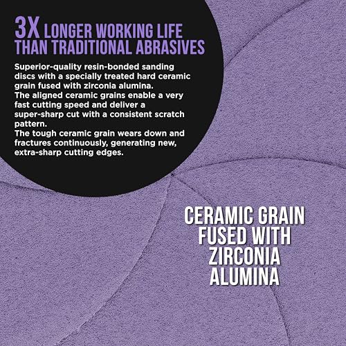 Dura-Gold Premium 80 Grit 6" Purple Film Ceramic Sanding Discs, Box of 50 - style: 80 Grit