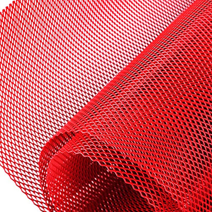 AggAuto Universal 40"x13" Car Grill Mesh 3x6mm Rhombic Hole Red - size: 3x6mm Rhombus - Red