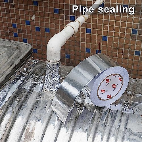 BOMEI PACK Aluminum Foil Tape,Heavy Duty Metal Duct Tape,High Temperature Silver Tape,Perfect for Sealing & Patching,HVAC,Air Ducts,Insulation and Metal Repair (12 Inch x 55 Yards) - size: 12 Inch x 55 Yards