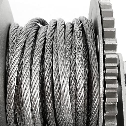 JOIKIT 1200lbs Heavy Duty Hand Winch, 10m 32.8 Feet Steel Cable Hand Crank Winch with Brake, Crank Gear Winch Boat Winch Two-Way Manual Ratchet Winches for ATV Boat Trailer Marine, Silver - size: 1200 LBS