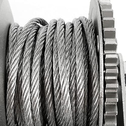 JOIKIT 1200lbs Heavy Duty Hand Winch, 10m 32.8 Feet Steel Cable Hand Crank Winch with Brake, Crank Gear Winch Boat Winch Two-Way Manual Ratchet Winches for ATV Boat Trailer Marine, Silver - size: 1200 LBS