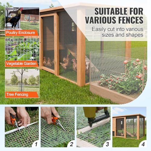 VEVOR Hardware Cloth, 1/2 inch 48in x 50 ft 19 Gauge, Hot Dipped Galvanized Wire Mesh Roll, Chicken Wire Fencing, Wire Mesh for Rabbit Cages, Garden, Small Rodents - size: 48'' x 50'