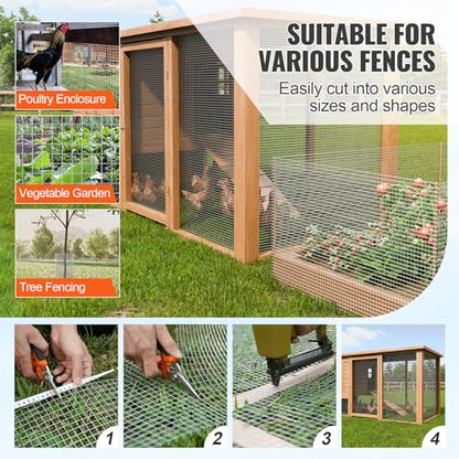 VEVOR Hardware Cloth, 1/2 inch 48in x 50 ft 19 Gauge, Hot Dipped Galvanized Wire Mesh Roll, Chicken Wire Fencing, Wire Mesh for Rabbit Cages, Garden, Small Rodents - size: 48'' x 50'