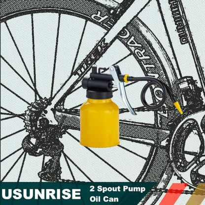 Metal Pumper Oiler Can,Oil Can Pump Oiler with 2 Spout for All Lubrication Need of Car, Bikes and Machines -8 oz.Yellow Capacity - color: Yellow