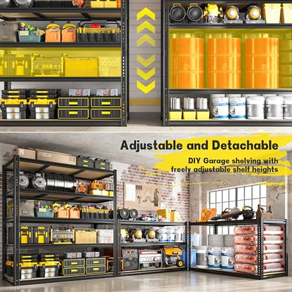 ROOMFAVE 48" W Garage Shelving Heavy Duty 3080LBS,5 Tier,Black, Industrial - size: 72" H x 48" W x 24" D