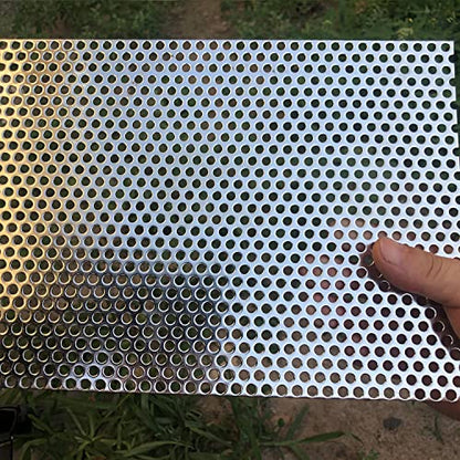 19 Gauge 15.7"x7.8" Perforated Metal Sheets Expanded Metal Mesh Opening 35% Hole 5mm 0.2"(About 1/5") Perforated Stainless Steel Sheet 304 Stainless Steel Mesh Screen Panel Decorati Plate - size: 15.7" X 7.8"