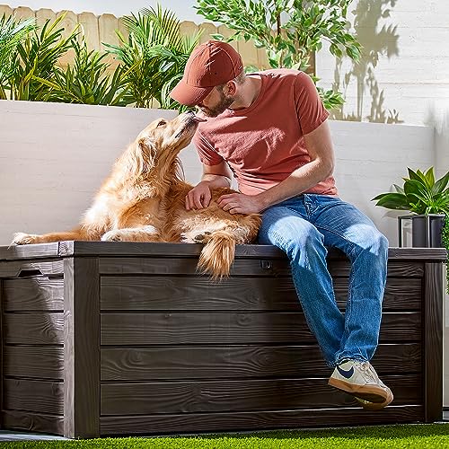 Keter Westwood 150 Gal Outdoor Storage Box for Patio and Pool Accessories - color: Brown