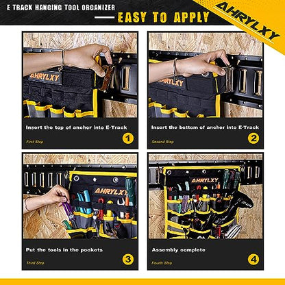 E-Track Hanging Tool Organizer, Wall Mounted Multi Pocket Tool Holder - size: 1 Pack