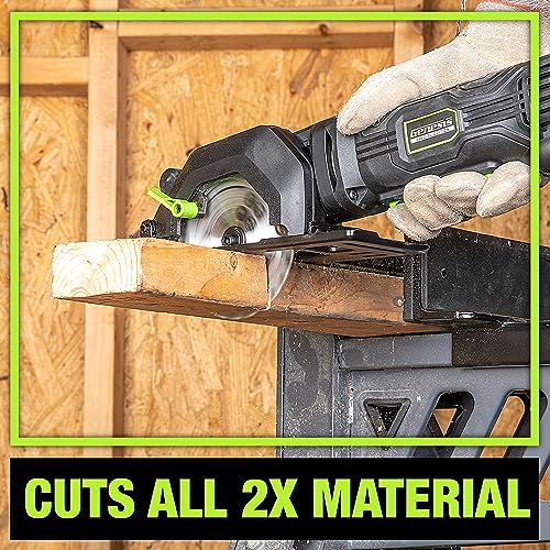 Genesis GCS445SE 4.0A 4-1/2-Inch Compact Circular Saw | 24T Carbide-Tipped Blade | 3,500 RPM | 45° Bevel | Depth Adjustment | Parallel Guide | Vacuum Adapter - style: Mini Circular Saw 4-1/2"