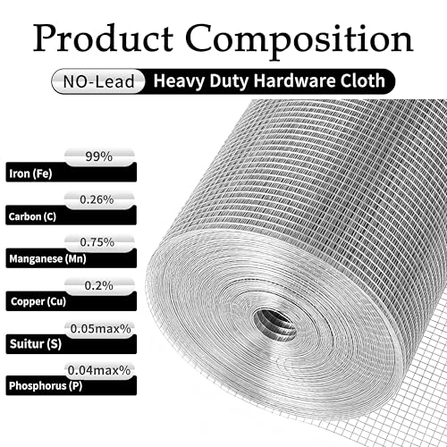Hardware Cloth 1/2Inch 48"x100ft,23G Galvanized Chicken Wire Mesh