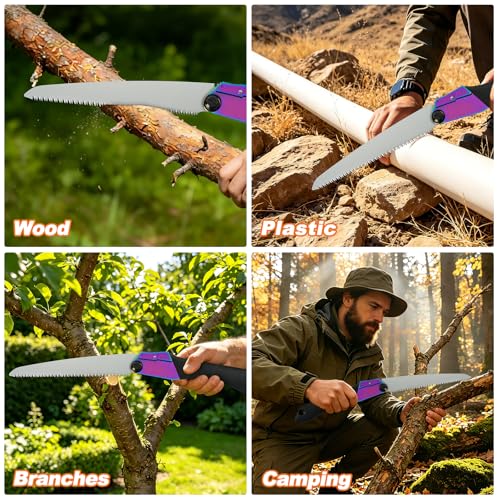 8 Inch Folding Pruning Saw, SK5 Steel Hardened Blade, Non-Slip TPR Handle Portable Hand Saw for Tree Trimming, Wood Cutting, Camping, Wilderness Survival - size: 8Inch
