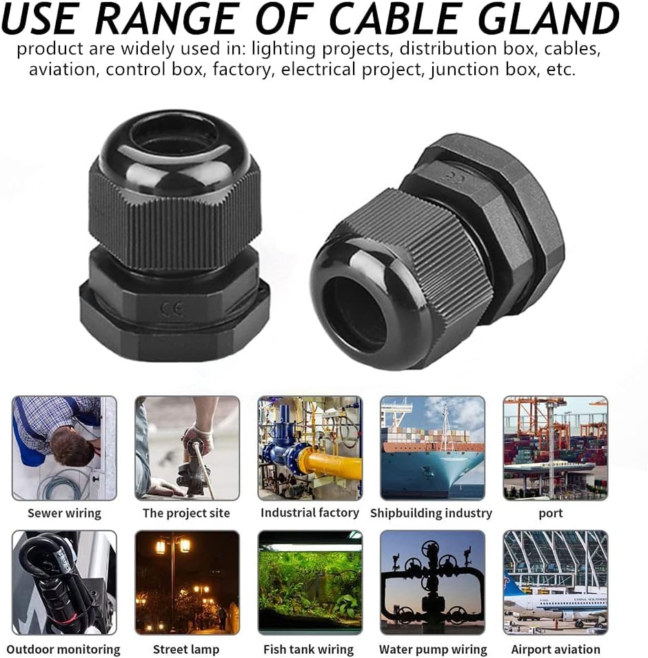 6PCS Cable Glands-PENGLIN 2” NPT Nylon Cable Connector IP68 Waterproof - color: Black, size: 2 Inch (6-Pack)