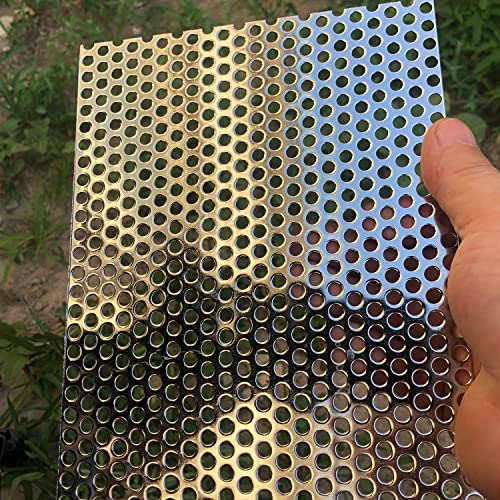 Perforated Metal Sheets-Expanded & Perforated Sheets-Perforated Stainless Steel Sheet-20GA 0.2" Hole （About 5mm） 11.8" X5.9"-Metal Mesh Sheet for Ventilation and Fume Filtration - size: Rectangle 11.8"x5.9"