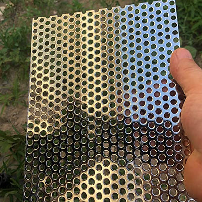 Perforated Metal Sheets-Expanded & Perforated Sheets-Perforated Stainless Steel Sheet-20GA 0.2" Hole （About 5mm） 11.8" X5.9"-Metal Mesh Sheet for Ventilation and Fume Filtration - size: Rectangle 11.8"x5.9"