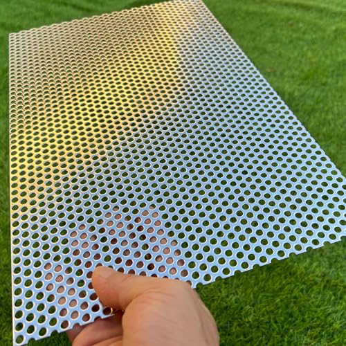 Perforated Metal Sheets 16"x10" 19 Gauge Expanded Metal Mesh Opening 1/5" 0.2 inch (About 5 mm) Perforated Stainless Steel Sheet 304 Stainless Steel Mesh Screen Panel Decorati Plate - size: Rectangle 16"x10"
