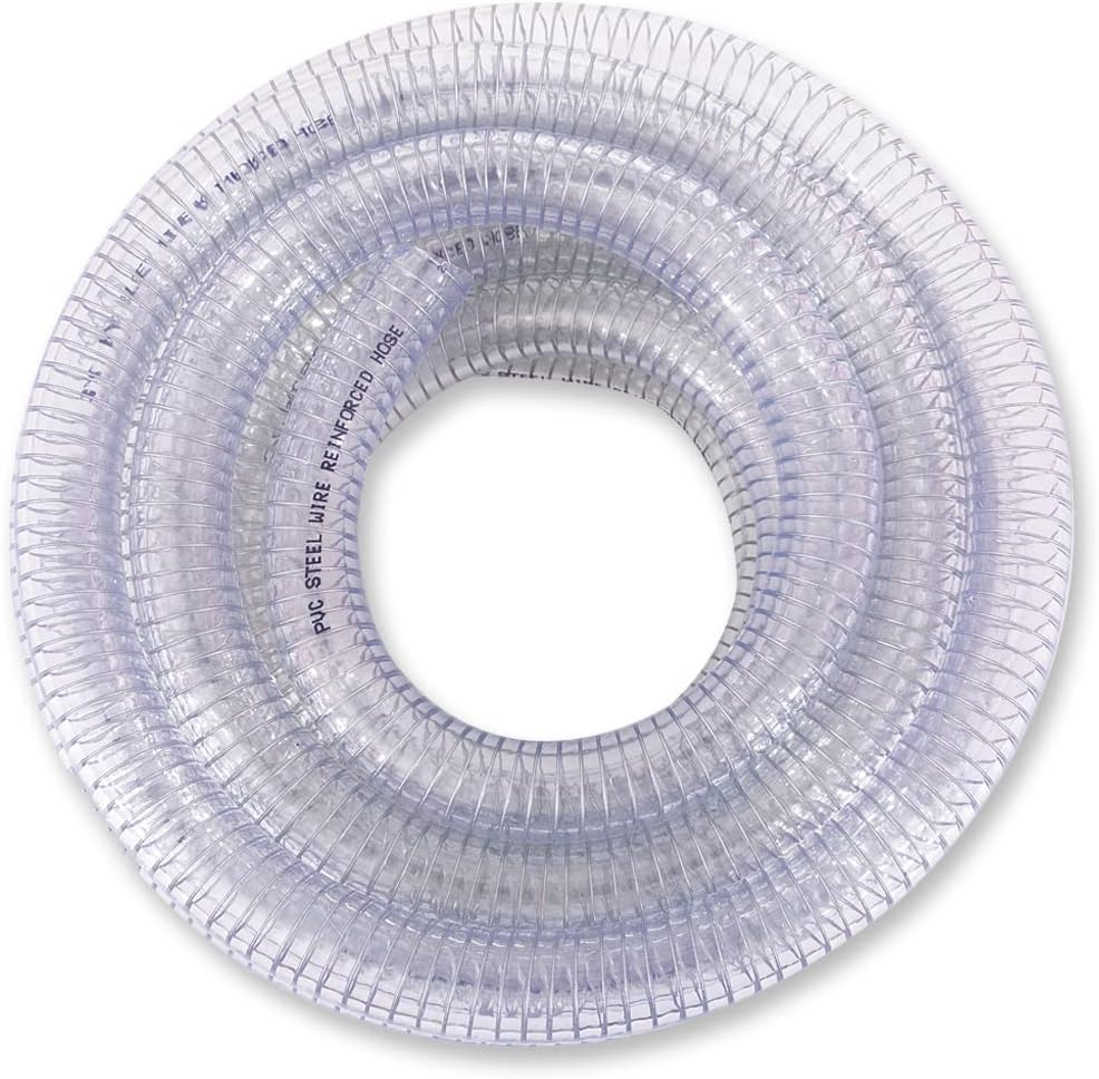 DAVCO Wire Reinforced Suction Hose 1 1/2" ID 5 ft Clear Flexible PVC Pipe - size: 1-1/2"ID, style: 5 Feet