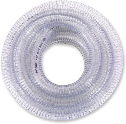 DAVCO Wire Reinforced Suction Hose 1 1/2" ID 5 ft Clear Flexible PVC Pipe - size: 1-1/2"ID, style: 5 Feet