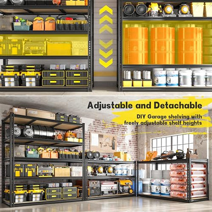 ROOMFAVE 48" W Garage Shelving Heavy Duty 2800LBS,5 Tier, Black, Industrial - size: 72" H x 48" W x 18" D