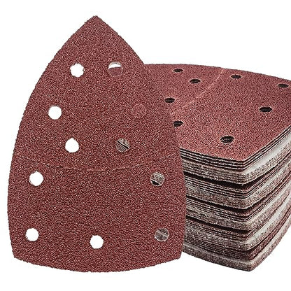 50 PCS Mouse Detail Sander Sandpaper, 40 Grit Palm Sander Sandpaper 11 Holes Hook and Loop Sander Pads Triangular Sanding Sheets Abrasive Sanding Paper for Mouse Sander - size: 40 Grit