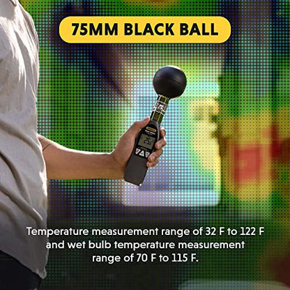 General Tools Deluxe Heat Index Monitor #WBGT8778 With 75 x 75 mm Brass Black Ball, 32° to 122° F, 0 to 100% RH - style: Deluxe