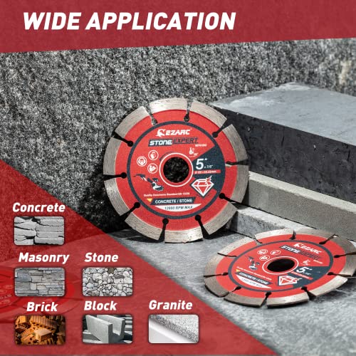 EZARC 5 Inch Segmented Diamond Blade, 7/8"-20mm-5/8 Arbor, 2-Pack - size: 5 Inch