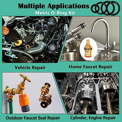 XBVV 1540 Pcs 32 Size O-Rings Kit Nitrile Rubber O Ring Assortment with 4 Hook Set for Various Car Auto Vehicle Repair Plumbing Air or Gas Sealing Connections Resist Oil and Heat