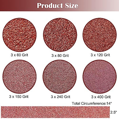 18 Pack 2-1/2 x 16 Inch Abrasive Sanding Belts Kit - 60 80 120 150 240 400 Grit Aluminum Oxide Clothed Backing Sander Belts for Wood-Working, Metal and Paint Grinding and Polishing (2.5" x 16")