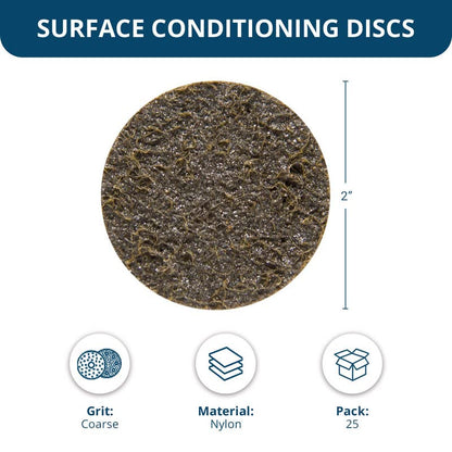 Benchmark Abrasives 2 Inch Sanding Discs Quick Change Nylon Surface Conditioning Discs, Drill & Die Grinder Sanding Disc Rust Remover for Metal Paint Stripper & Removal, Polishing - (25 Pack)(Coarse) - style: Coarse