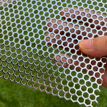 Perforated Metal Sheets 16"x10" 19 Gauge Expanded Metal Mesh Opening Hexagonal Hole 1/4" (About 6mm) Perforated Stainless Steel Sheet 304 Stainless Steel Mesh Screen Panel Decorati Plate - size: 16"x10", style: Hexagonal Hole 6mm
