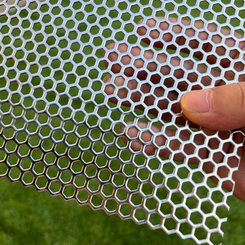Perforated Metal Sheets 16"x10" 19 Gauge Expanded Metal Mesh Opening Hexagonal Hole 1/4" (About 6mm) Perforated Stainless Steel Sheet 304 Stainless Steel Mesh Screen Panel Decorati Plate - size: 16"x10", style: Hexagonal Hole 6mm