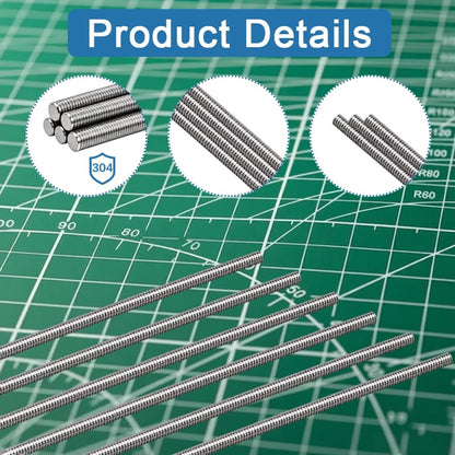 5 Pack M3 x 300mm Fully Threaded Studs, 304 Stainless Steel Right Hand Thread Rod, for Anchor Bolts, Clamps, Hangers, U-Bolts & RC Car Parts