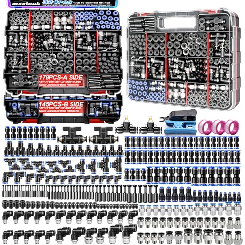 mxuteuk 324PCS Quick Connect Air Hose Fittings,Quick Release Pneumatic Kit - size: 324PCS