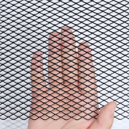 Universal Car Grill Mesh 40" x 13", Black-Painted Aluminum Alloy Automotive Grille Insert, Multifunctional Grille Mesh Roll (black, 6x12mm Rhombic Hole)