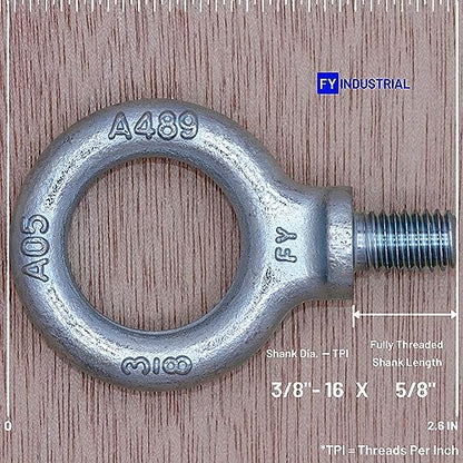 2 Pcs Lifting Shoulder Eye Bolts 3/8"-16 X 5/8" | Blue-Bright Zinc Plated - color: Blue Bright Zinc Plated, size: 3/8"-16 X 5/8"