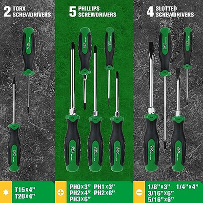 SK 11-Piece Magnetic Screwdriver Set, Slotted/Phillip/Star Screwdrivers - size: 11PC