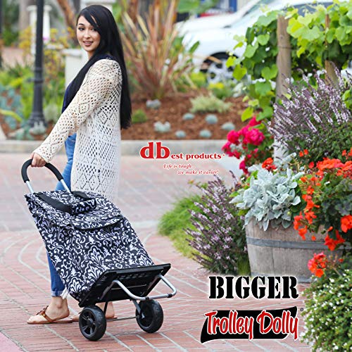 dbest products Bigger Trolley Dolly, Damask Shopping Grocery Foldable Cart - color: Damask