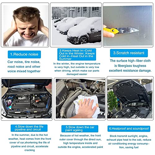 Heat Sound Deadening Insulation Mat - 394mil 6.4sqft Car Sound Deadening Material Mat,Auto Audio Deadener Foam for Hood Engine Roof Trunk (40x24inch-6.4sqft, 394mil) - style: 40x24inch-6.4sqft