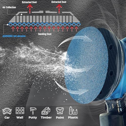 5 inch Mesh Abrasive Sanding Discs 240 grit, 50pcs Ceramic Dust-Free Sandpaper, Hook and Loop Sanding Disc, Net Disc for Metal, Wood, Composites, Plaster and Filler Sanding, and Fine Finishing - style: 5 inch, P240+