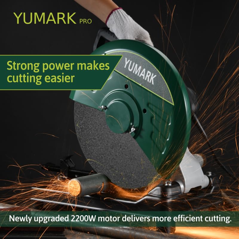 Abrasive Chop Saw, 2200W 3800RPM Steel Cutting Machine, Metal Cutting Saw with 14in Blade for Rebar, Angle Steel, Hollow Pipe Cutting