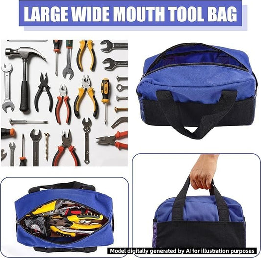 12" Tool Bag, Small Capacity Tool Bags for Men, Canvas Tools Organizer Bag - color: Blue, size: 12 Inch