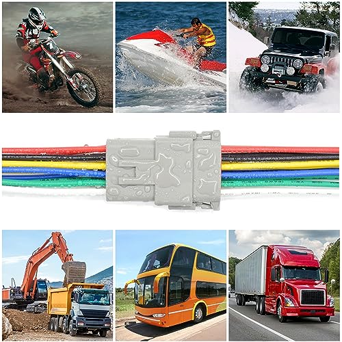 2 Set 8 Pin DT Deustch Waterproof Automotive Electrical Butt Connector with 16AWG -40℃-105℃ 600V Wires and Heat Shrink Tubes Connectors Kit for Car Truck Boat (F 8Pin Wiring 2Pair)