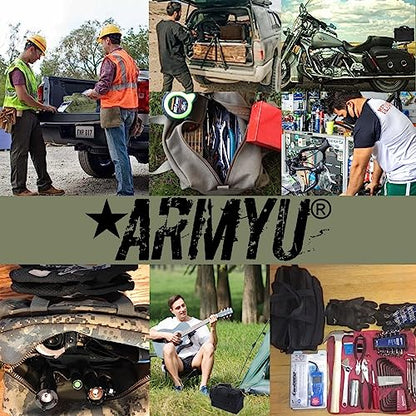 ARMYU Heavy Duty Small Tool Bag Tactical Cotton Canvas Mechanics Bag, 11" x 7" x 6", ACU Digital - Brass Zipper - color: ACU Digital - Brass Zipper