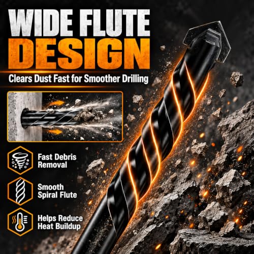 7Pcs Extended Masonry Drill Bit Set, Concrete Drill Bit, 5/32"-3/8" - size: 7 pcs 5/32"-3/8" Masonry Drill Bits Set