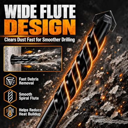 7Pcs Extended Masonry Drill Bit Set, Concrete Drill Bit, 5/32"-3/8" - size: 7 pcs 5/32"-3/8" Masonry Drill Bits Set