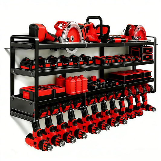 50" W Power Tool Organizer Wall Mount,Holds 12 Cordless Drills - color: Without Charging Station, size: 4-Tiers,12 Slots