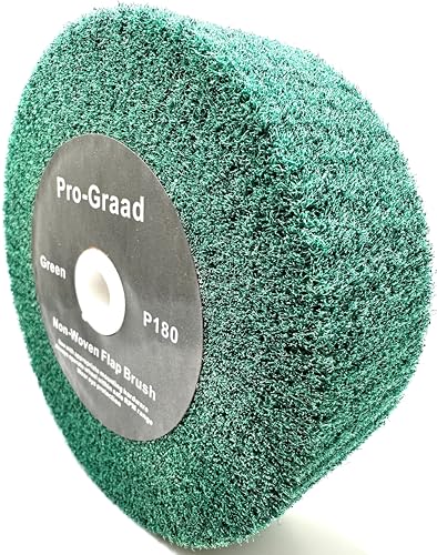 6" x 2" P180 Grit Green Non-Woven Flap Brush Wheel - style: 6" x 2" x 1" Green