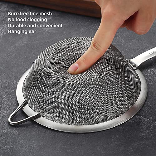 5.51inches 304 Stainless Steel Fine Mesh Strainer Tea Sieve Sifter - color: Silver, size: 5.51 inch