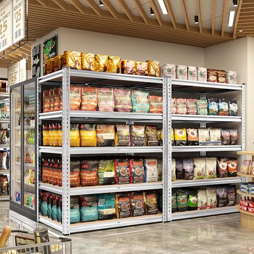 REIBII 2020LBS Garage Shelving Heavy Duty Metal Shelving 5 Tier Storage Shelves, Garage Shelves for Basement, Warehouse, Pantry, Closet, Kitchen, 72" H x 36" W x 16" D, Galvanized, 2 Pack - color: Galvanized