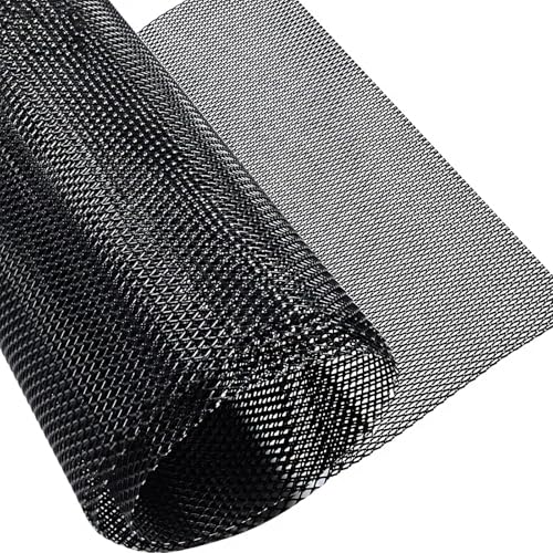 Universal Car Grill Mesh 40" x 13", Black-Painted Aluminum Alloy Automotive Grille Insert, Multifunctional Grille Mesh Roll (black, 6x12mm Rhombic Hole)