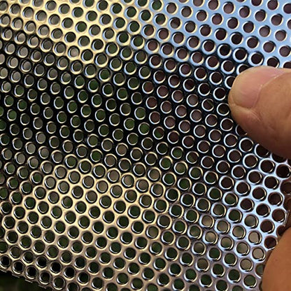 19 Gauge Perforated Metal Sheets 15.7"x7.8" Expanded Metal Mesh Opening 32% Hole 3mm 0.12"(About 1/8") Perforated Stainless Steel Sheet 304 Stainless Steel Mesh Screen Panel Decorati Plate - size: 15.7" X 7.8"